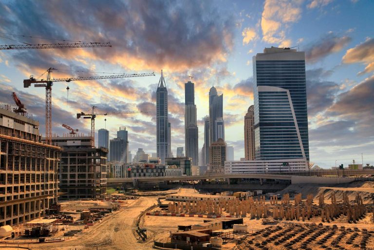 Grandiose construction in Dubai, the United Arab Emirates